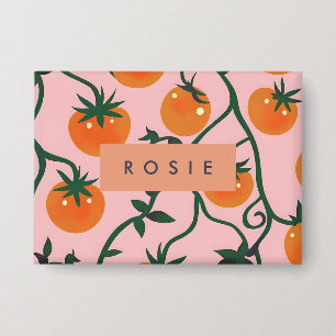 Badge Monogramme Personnalisé Retro Tomato Vine Motif