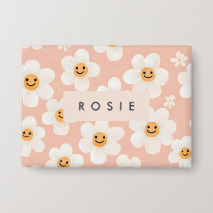 Badge Monogramme Smile Personnalisé Daisy Motif Floral