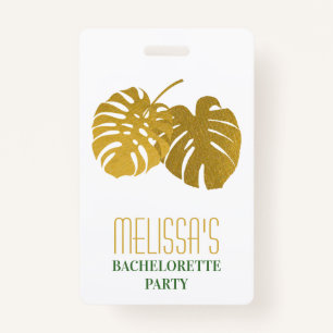 Badge Monstera d'or moderne Feuille Bachelorette Party