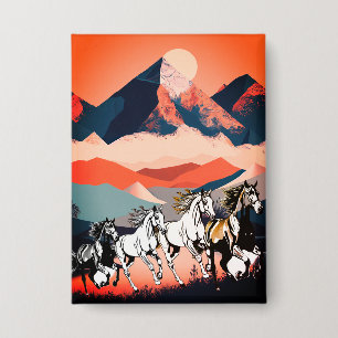 Badge Monts minimalistes et Cheval de course -