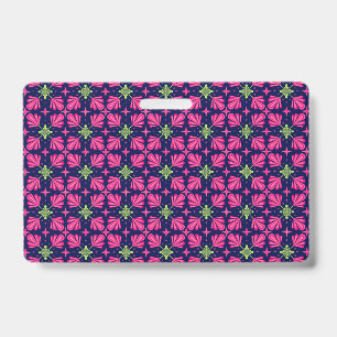 Badge Motif abstrait de pétales florales roses géométriq