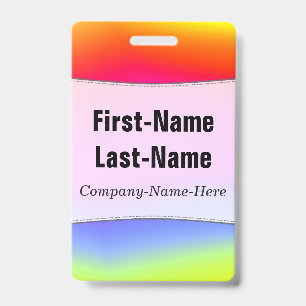 Badge Motif arc-en-ciel multicolore amusant ; nom person