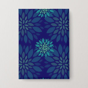 Badge Motif de feuilles florales bleu marine et vert mod
