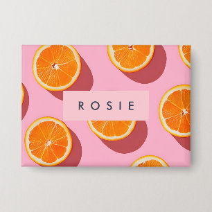 Badge Motif de tranche orange personnalisé Monogramme