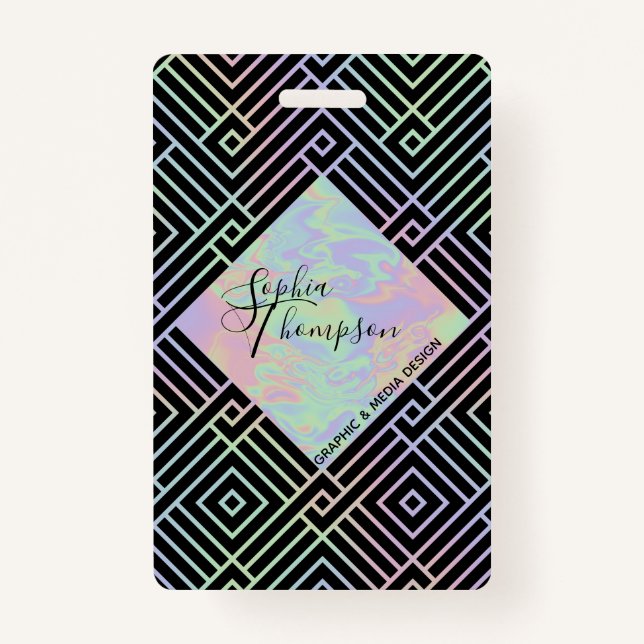 Badge Motif Holographique symétrique moderne - Insigne (Devant)