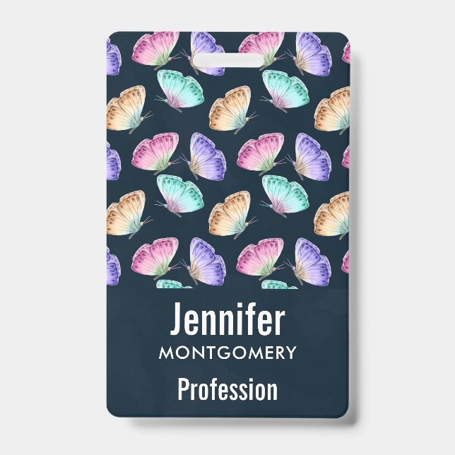 Badge Motif papillon aquarelle pastel (Avant)