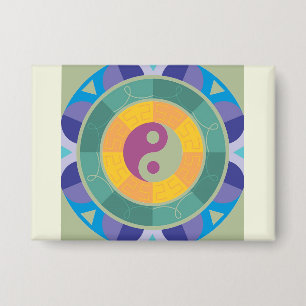 Badge Motif Yin Yang Coloré