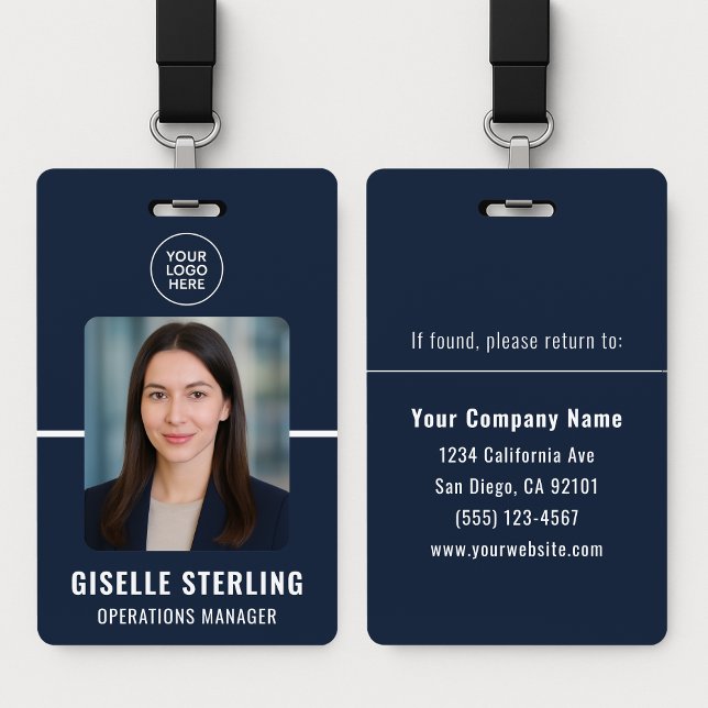 Badge Navy Blue Personalized Employee ID Card (Créateur téléchargé)