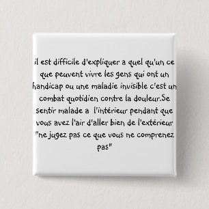 badge "ne jugez pas" 2 inch square button