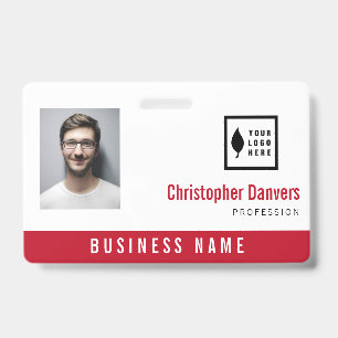 Badge Nettoyer le blanc rouge Ajouter votre logo Employé