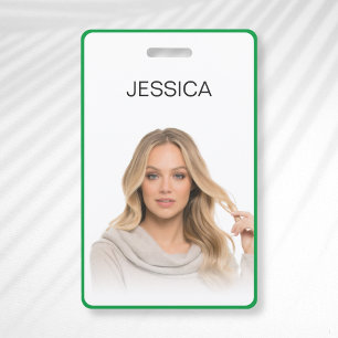 Badge Nettoyer l'ID photo minimaliste vert de l'employé