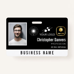Badge Nettoyer noir Ajouter 3 logos Employé du bureau