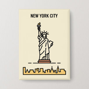 Badge New York City Statue of Liberty Line Art Travel