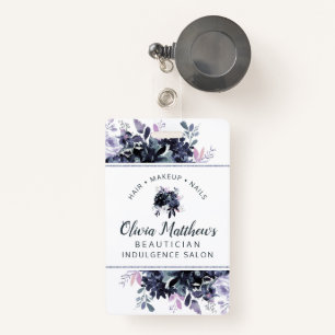 Badge Nocturne Floral Aquarelle Marine Custom Business