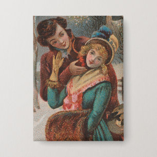 Badge Noël, Angleterre - Publicité de l'ère victorienne,