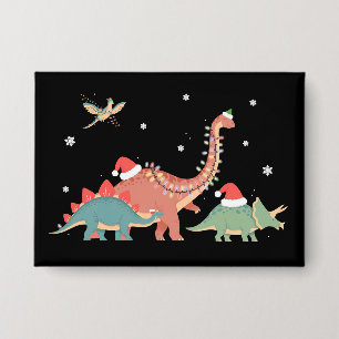 Badge Noël dinosaure amateur de dinosaures Xmas