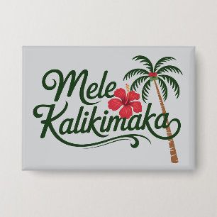 Badge Noël Famille Mele Kalikimaka Plage d'Hawaï 