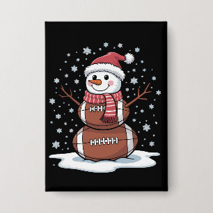 Badge Noël Football Américain Bonhomme de Neige Xmas Spo