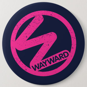 Badge noir avec logo rose Wayward