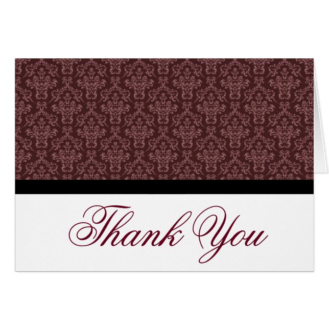 Badge noir Damask Merci Notes Brown et blanc (Devant horizontal)