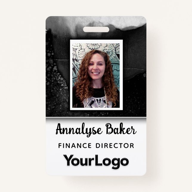 Badge Noir et blanc Professionnel AIIC Infirmière Nom ph (Devant)