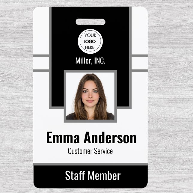 Badge Noir | ID photo de l'employé Sécurité de la sociét (Créateur téléchargé)