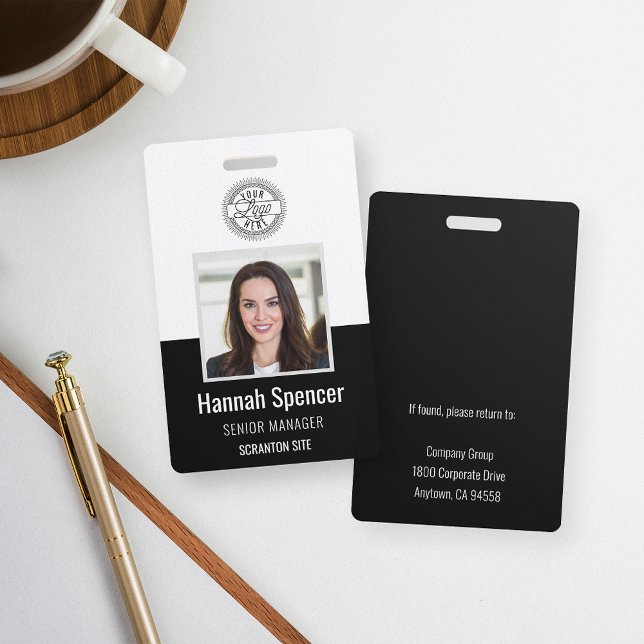 Badge Noir | ID photo de l'employé Sécurité de la sociét (Créateur téléchargé)