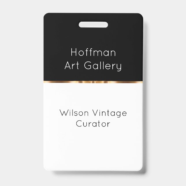 Badge Nom chic de conservateur de galerie d'art (Avant)