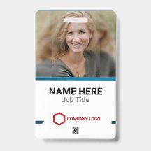 Badge Nom Code à Barres Logo Photo Personnalisée d