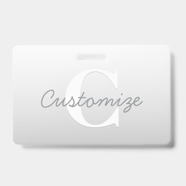 Badge Nom cursif ou autre texte avec monogramme | Dégrad (Front)
