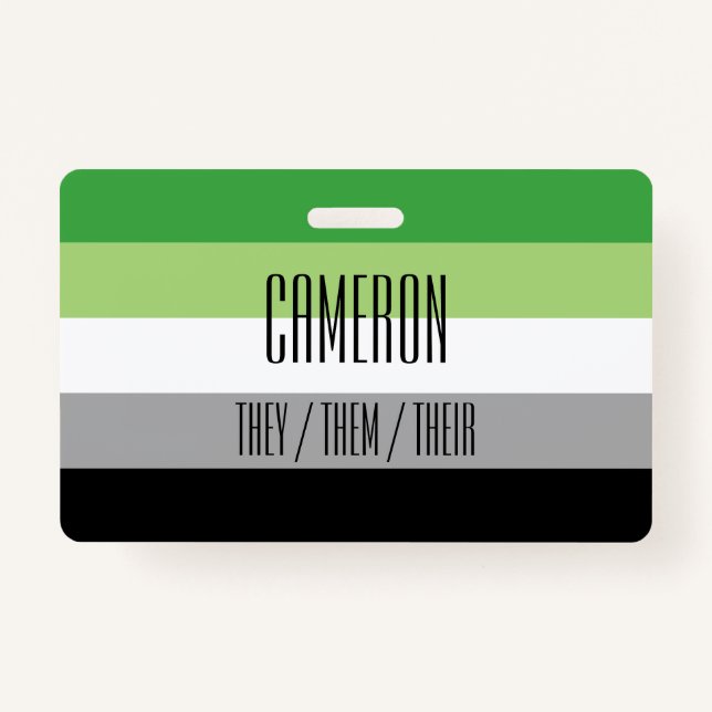 Badge Nom de drapeau d'Aromantic/insigne de pronom (Devant)