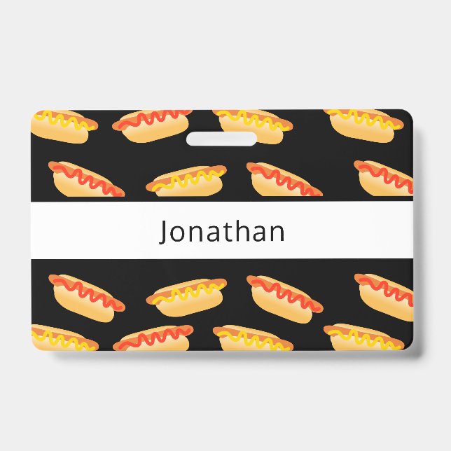 Badge Nom de hot-dog de production alimentaire (Avant)