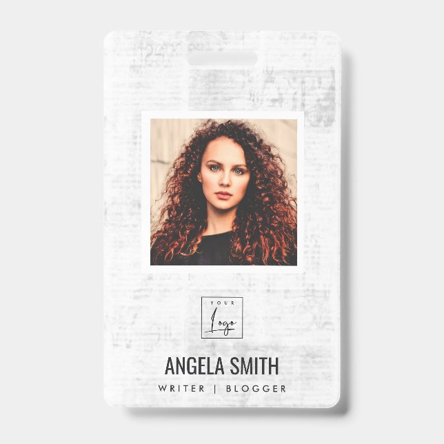 BADGE NOM DE LA BARCODE PHOTO DE L'EMPLOYÉ DE LA TEXTURE (Face)