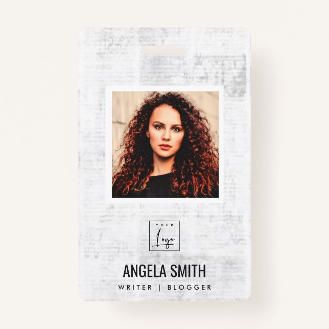 BADGE NOM DE LA BARCODE PHOTO DE L'EMPLOYÉ DE LA TEXTURE (Devant)