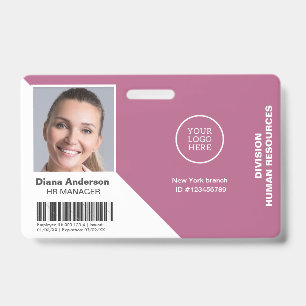 Badge Nom de la photo de l'employé Logo de l'entreprise 