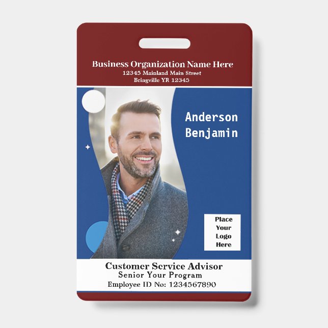 Badge Nom de l'employé Code de la barre photo Carte d'id (Avant)