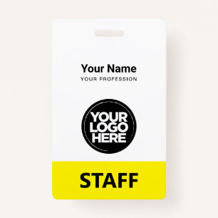 Badge Nom de l'employé jaune Logo de l'entreprise Code Q