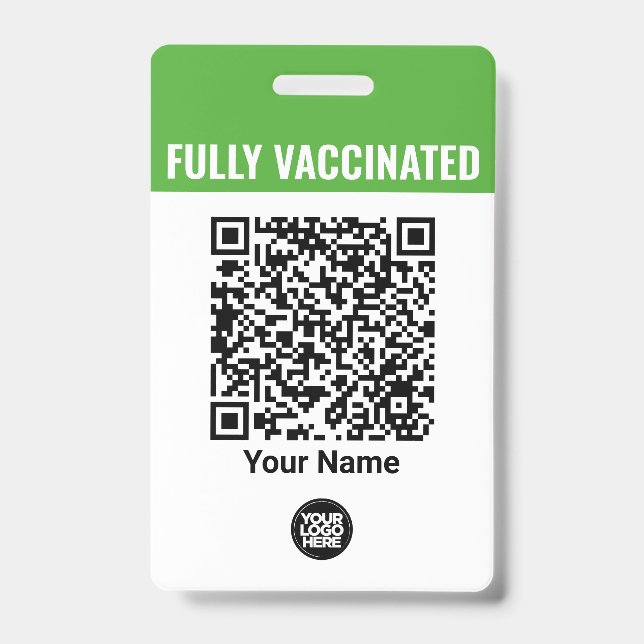 Badge Nom de l'employé personnalisé Logo Vaccination QrC (Avant)