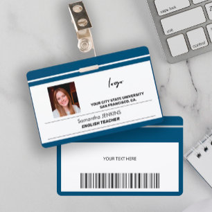 Badge Nom de l'employé personnalisé photo logo texte cod