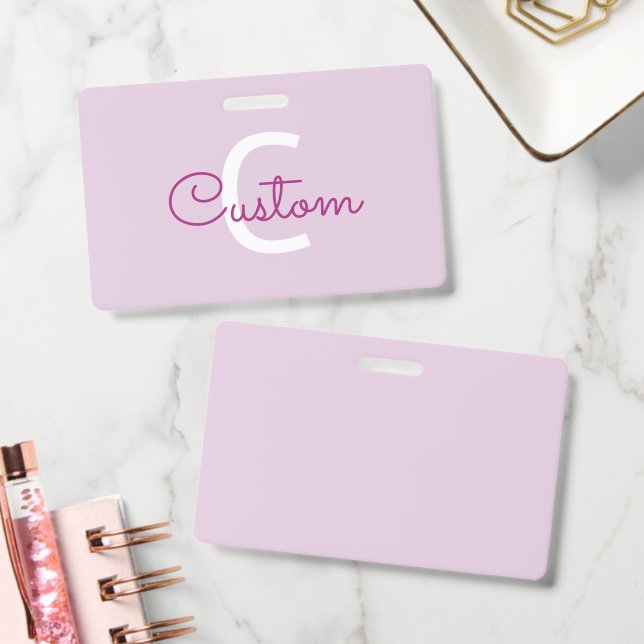 Badge Nom de script & monogramme | Magenta & Violet clai (Bureau)