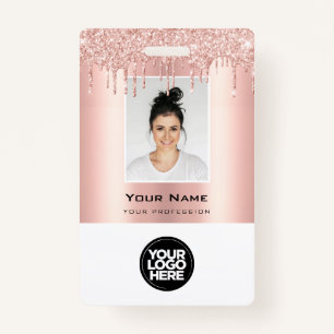 Badge Nom d'or du Rose de Parties scintillant d'employé 