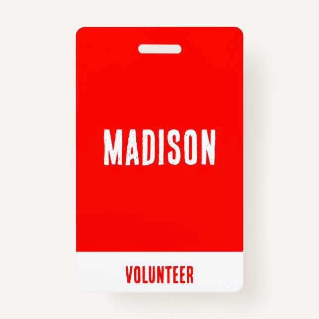 Badge Nom du bénévole All Access Pass Event Red White ID (Devant)