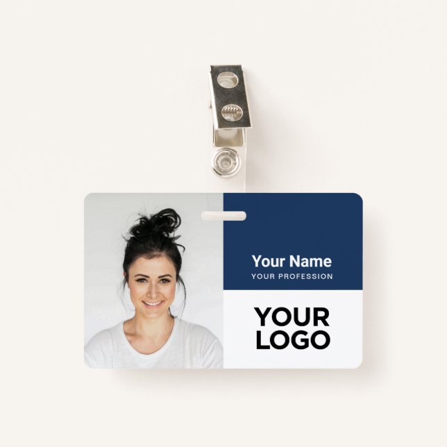 Badge Nom du logo photo de l'employé de l'entreprise per (Devant avec clip)