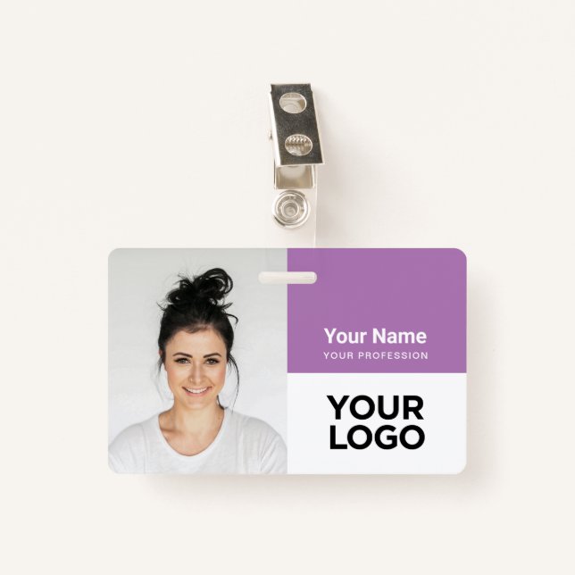 Badge Nom du logo photo de l'employé de l'entreprise per (Devant avec clip)