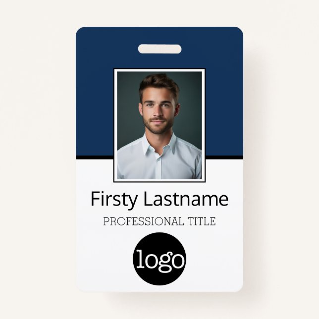 Badge Nom du logo photo de l'employé personnalisé - Même (Devant)