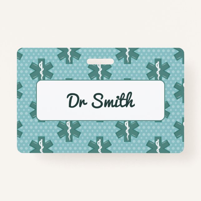 Badge Nom du médecin personnalisé symbole médical (Devant)