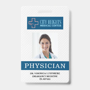 Badge Nom du médecin Photo ID Logo de l'hôpital Professi