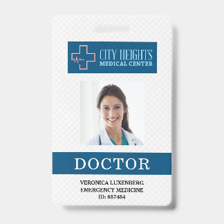 Badge Nom du médecin Photo ID Logo de l'hôpital Professi