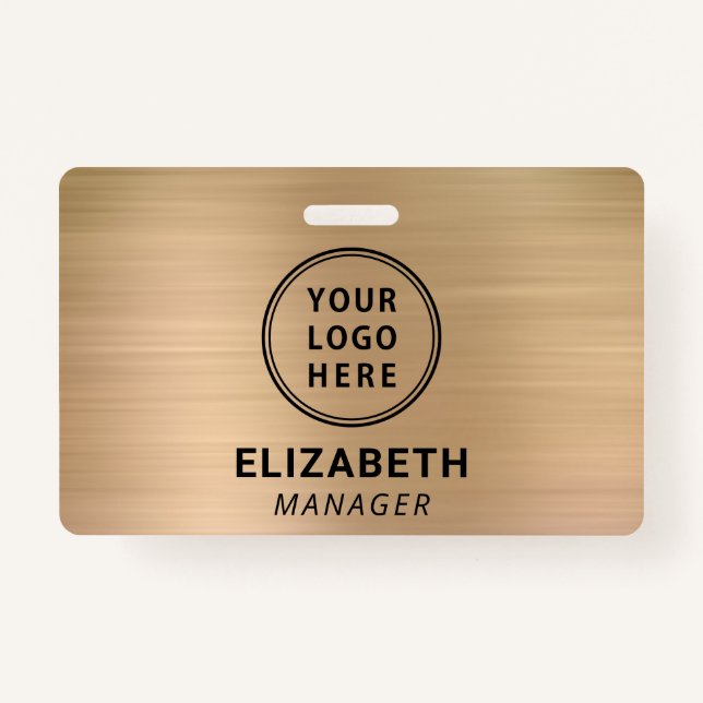 Badge Nom Or du logo de l'entreprise (Devant)