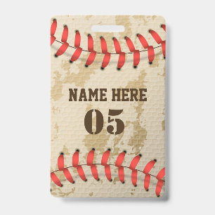 Badge Nom personnalisé Baseball vintage numéro Rétro